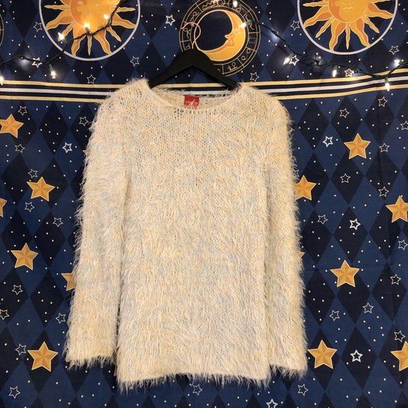 Olsen European Furry Blue Wool Long Sleeve Sweater - Picture 2 of 5